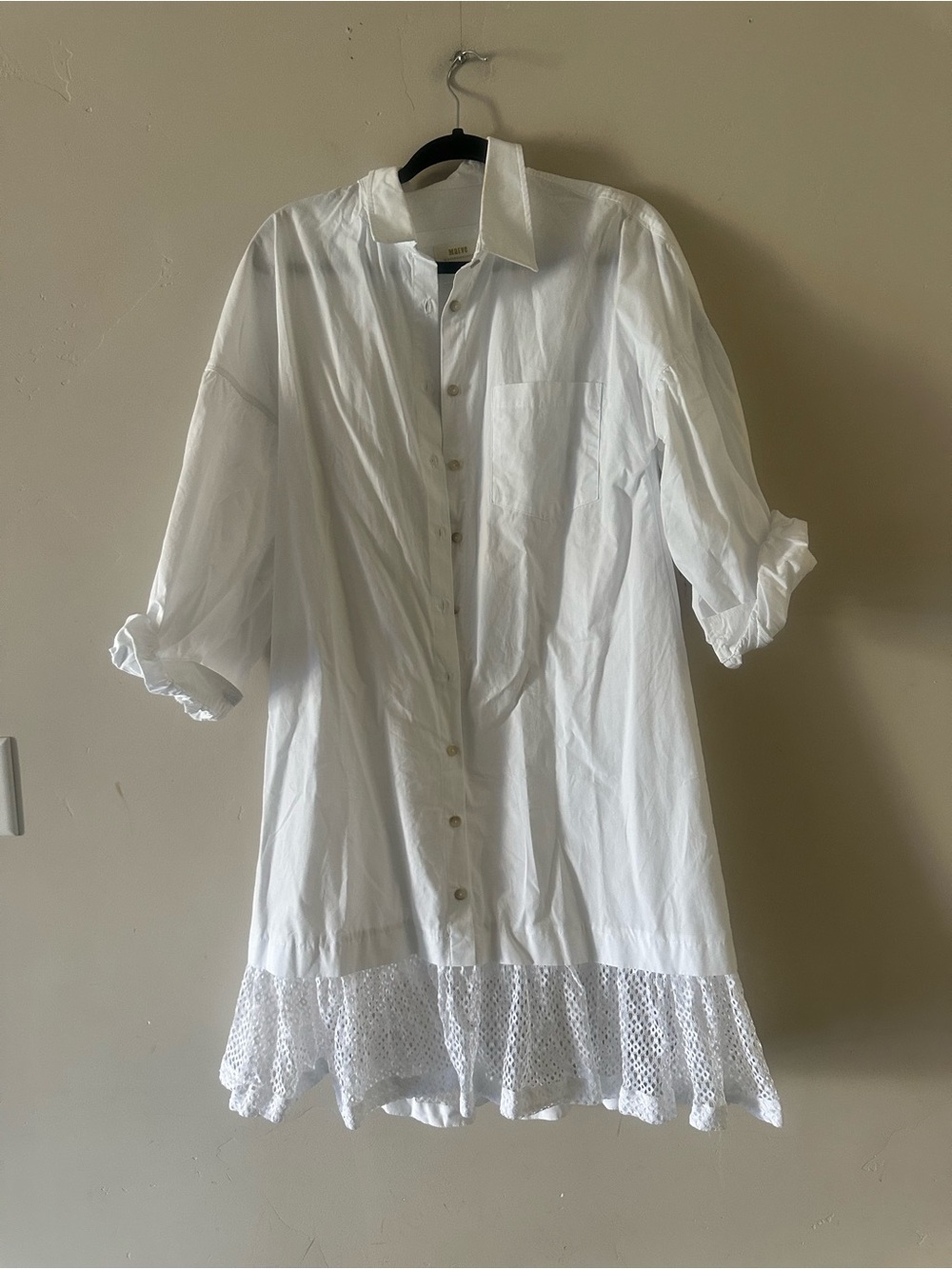 Anthropologie Maeve White Blouse with Gold Label Detail